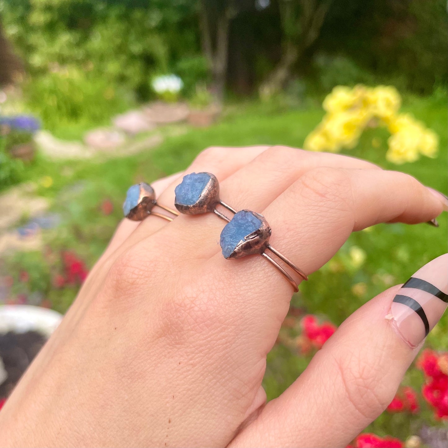 Aquamarine Raw Stone Antique Style Ring