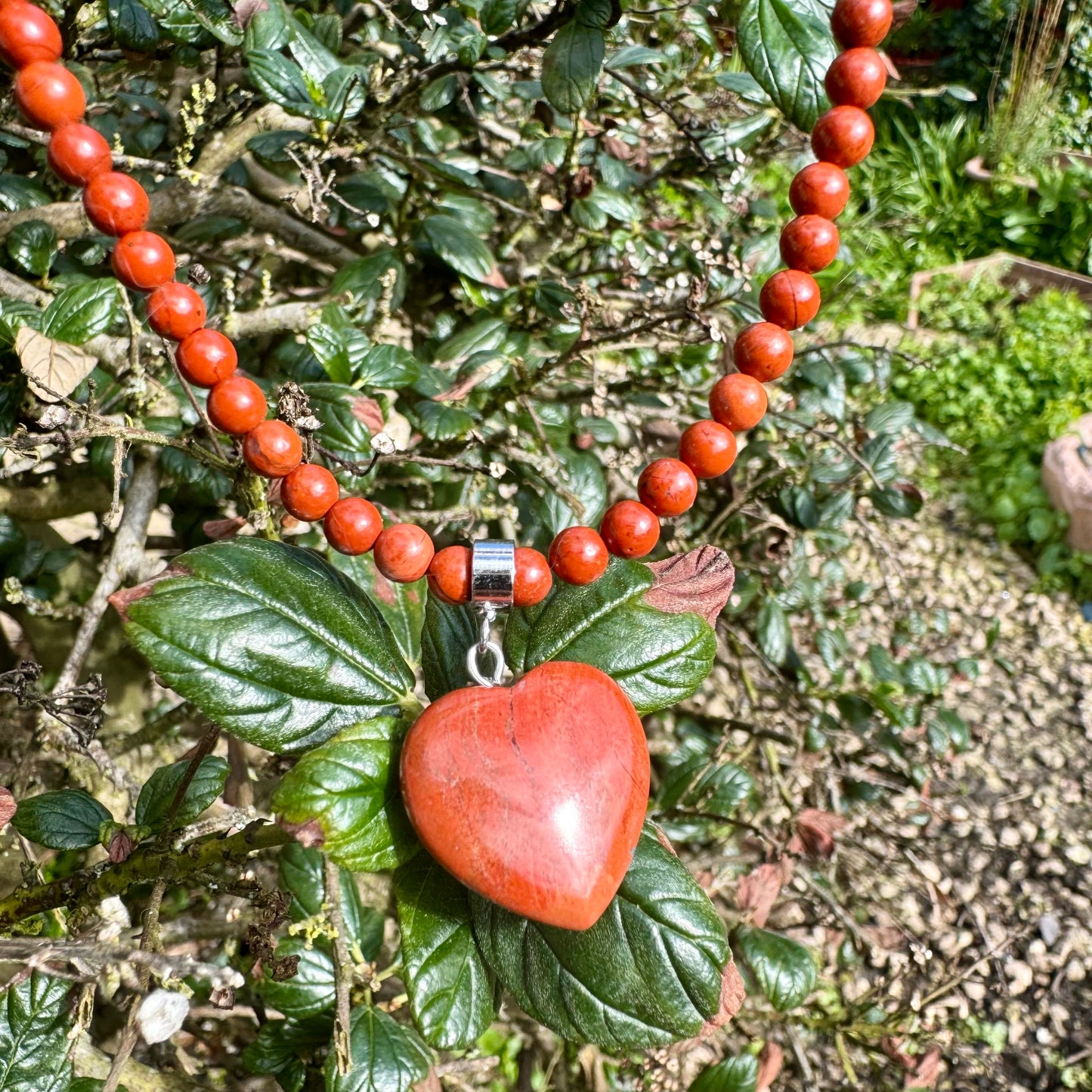 Red Jasper Heart Charm Choker Necklace ❤️