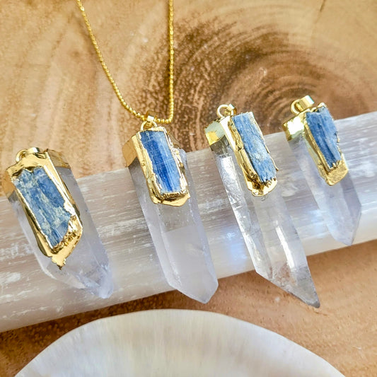 Clear Quartz & Kyanite Raw Stone Pendant