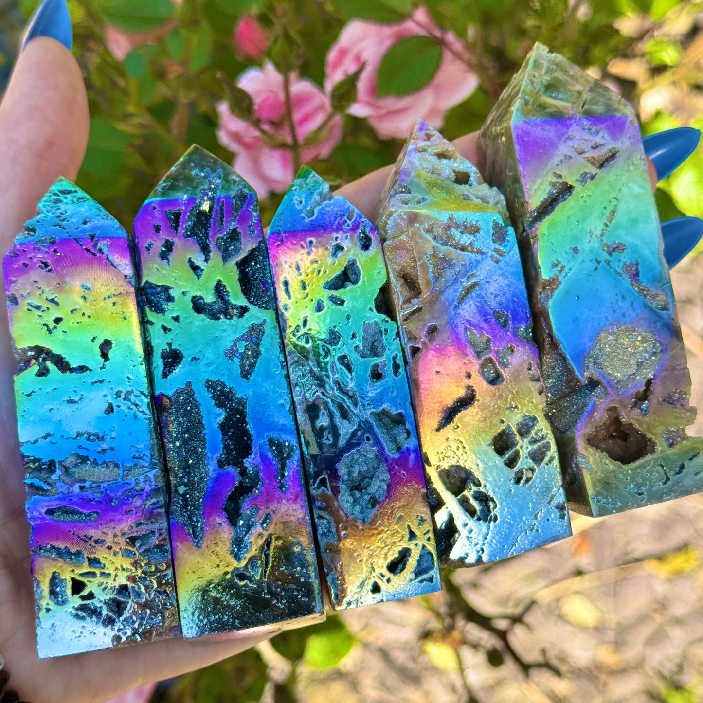 Sphalerite (with aura 🌈) Freeform Towers 9-10cm