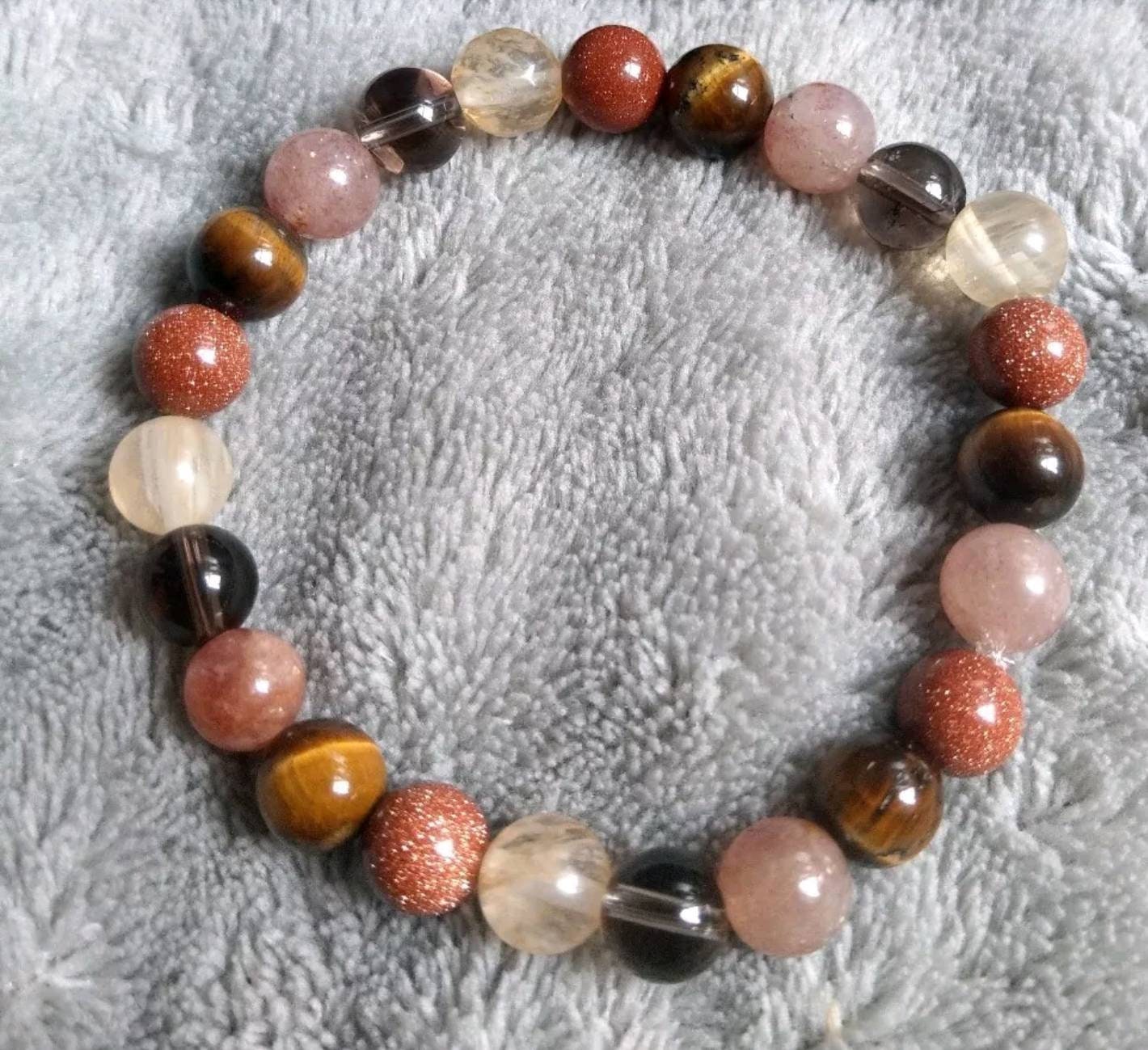Positive thinking Bracelet crystal healing natural stone goldstone, Citrine, tigers eye, sunstone