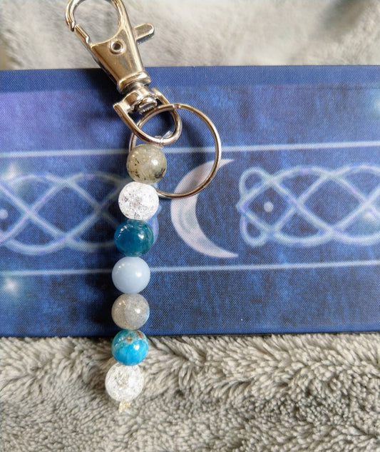 Guardian angel key ring chain bag charm gift for her angelite crystal healing