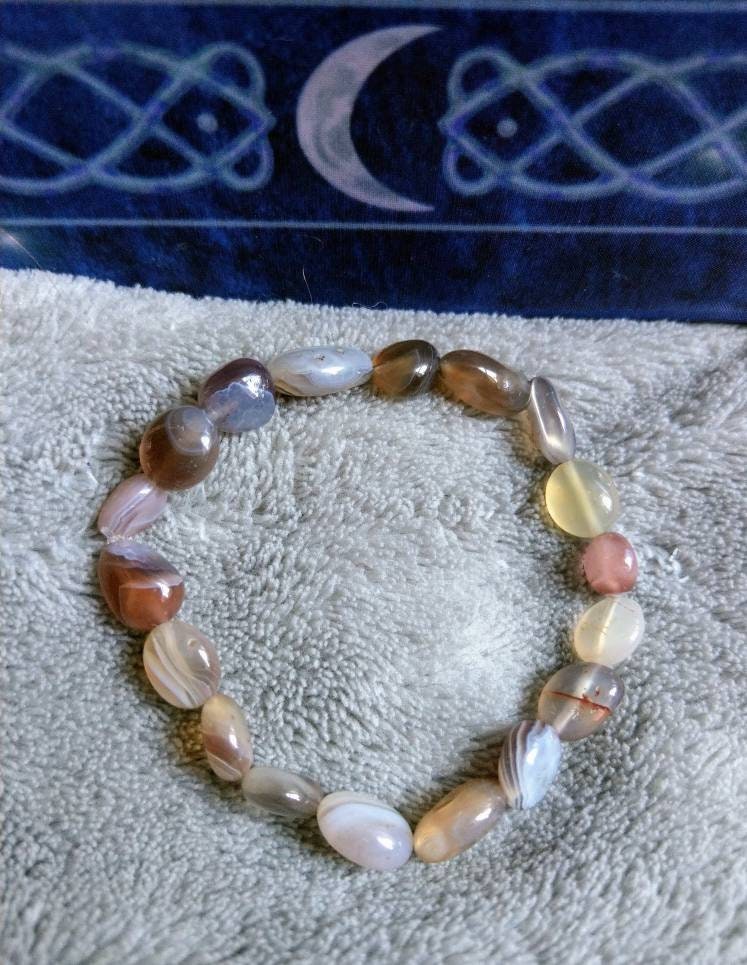 Botswana agate bracelet crystal healing handmade stacking jewellery for men or women gift for him or her