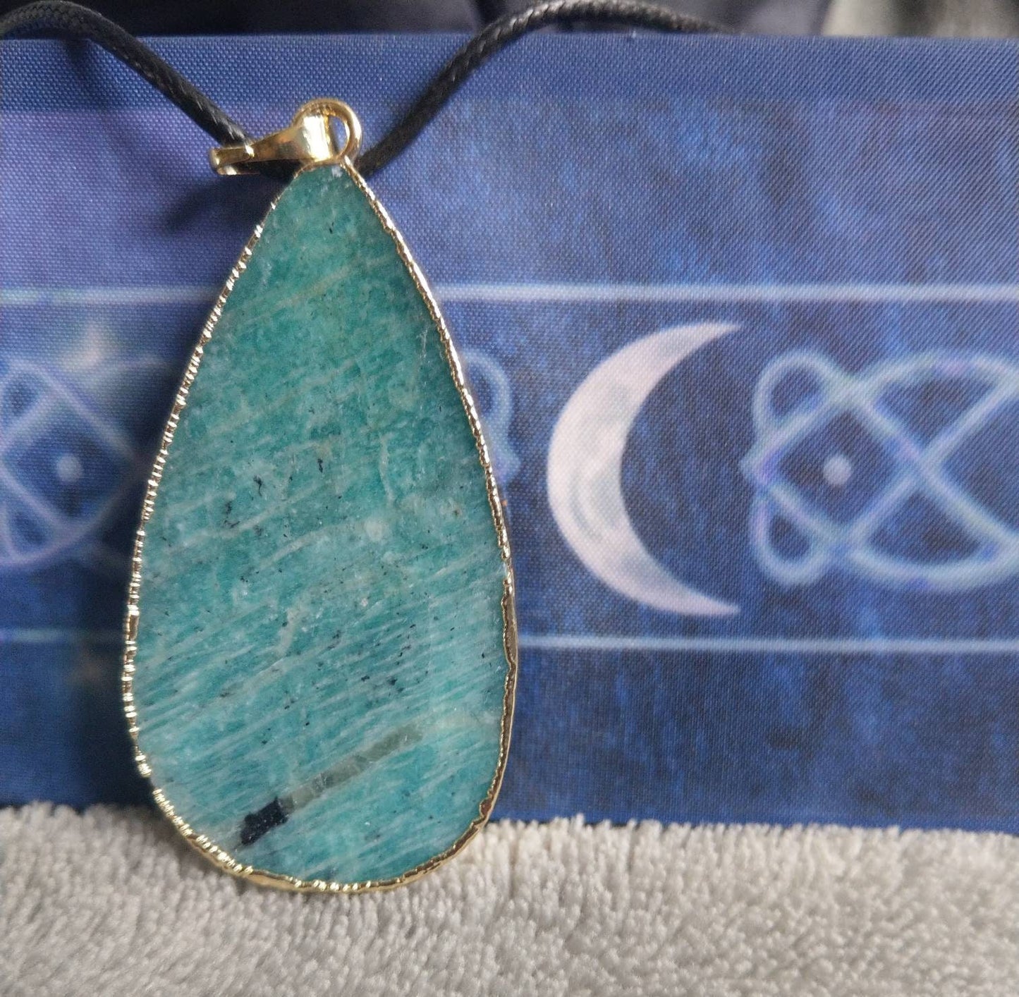 Amazonite Large Teardrop pendant necklace Natural Stone Crystal healing gift for him or her jewellery for woman and men heart chakra