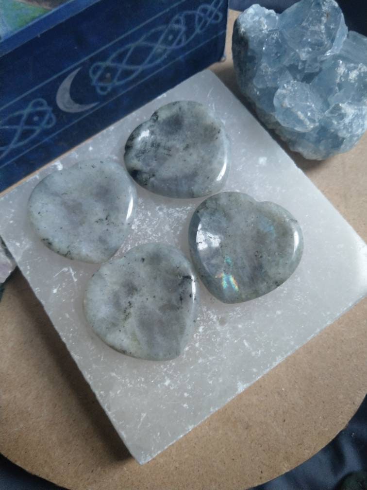 Labradorite heart worry stone thumb stone crystal healing Meditation tool gift