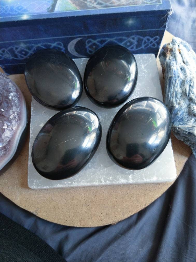 shungite Palm stones Crystal healing  Natural stone EMF protection home decor
