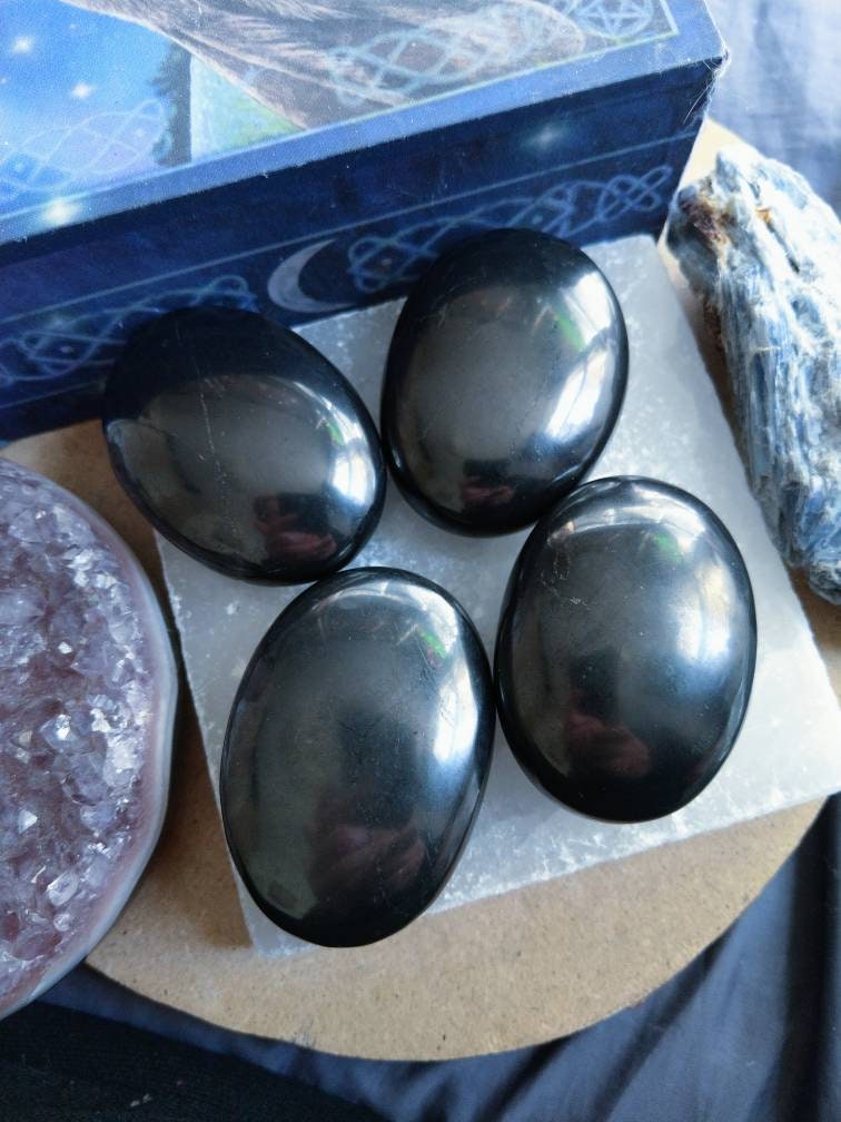 shungite Palm stones Crystal healing  Natural stone EMF protection home decor