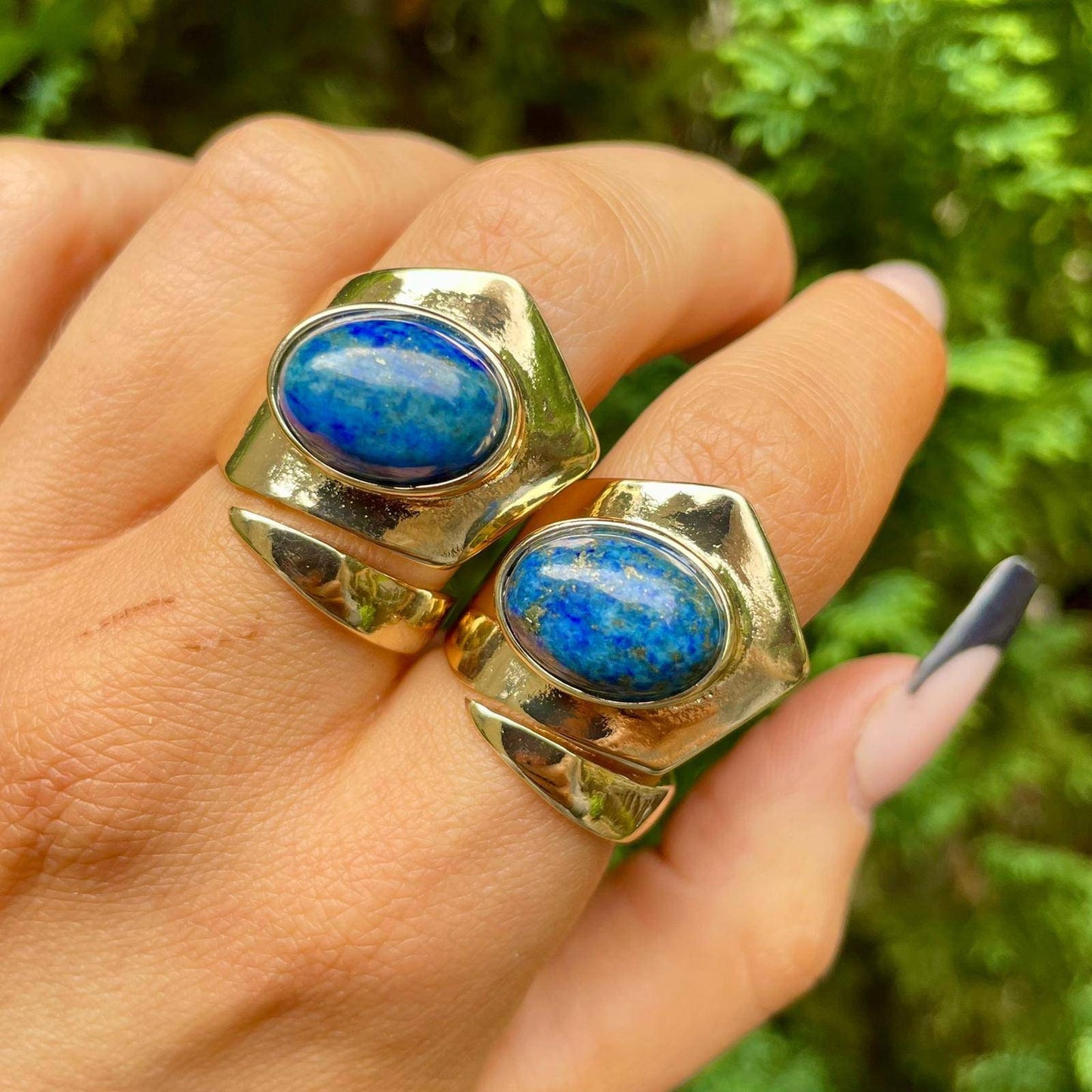 lapis lazuli adjustable cuff ring crystal healing natural Stone witchy jewelry