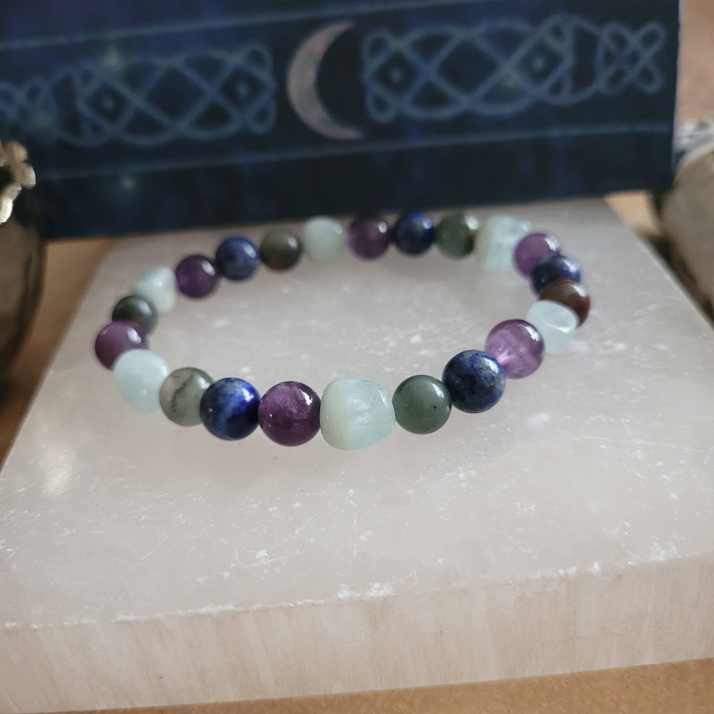 Pisces bracelet stacking stretchy zodiac birthstone jewellery horoscope stars crystal healing natural stone jewelry