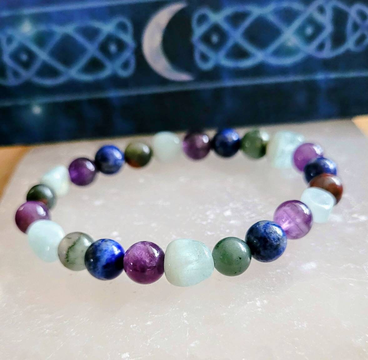 Pisces bracelet stacking stretchy zodiac birthstone jewellery horoscope stars crystal healing natural stone jewelry