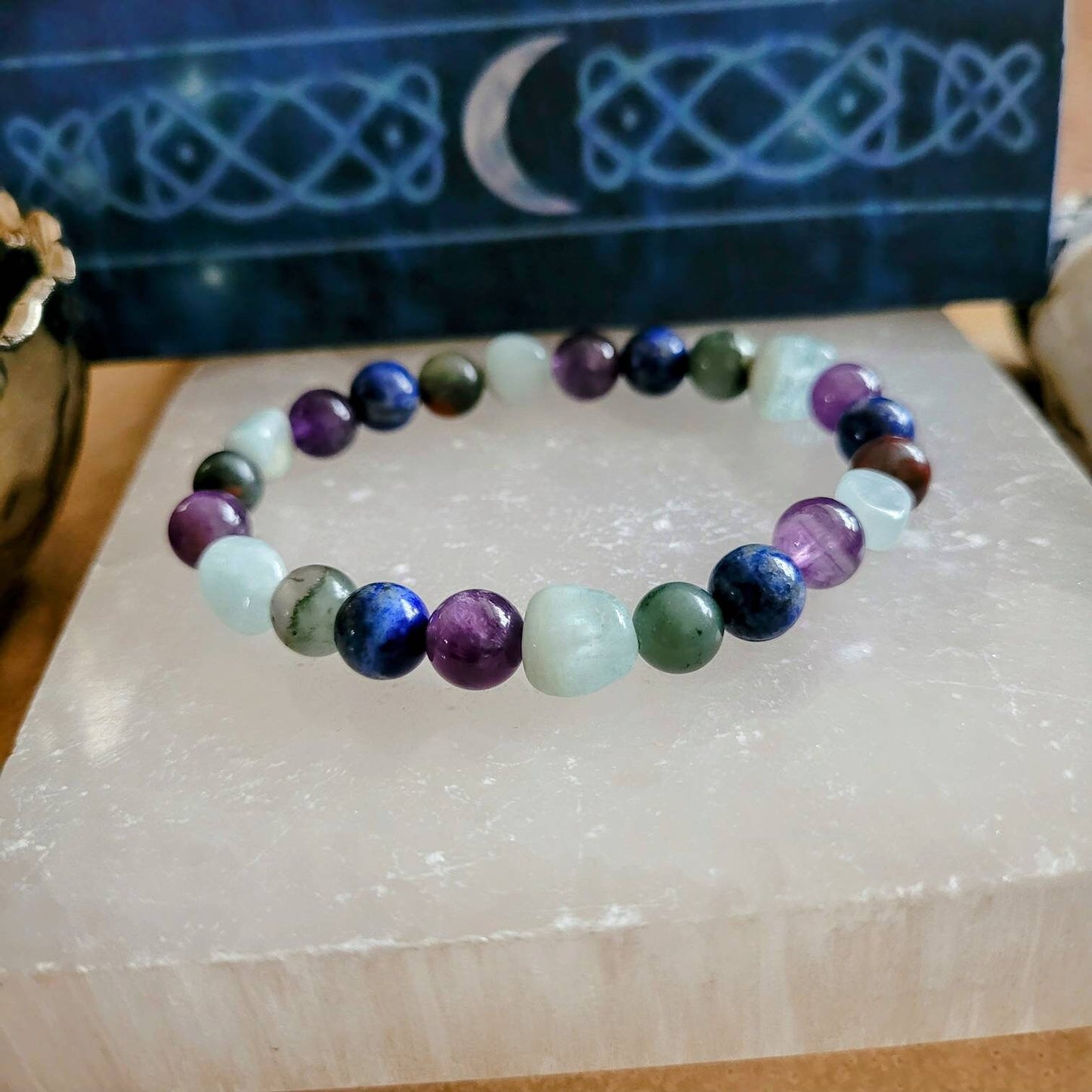 Pisces bracelet stacking stretchy zodiac birthstone jewellery horoscope stars crystal healing natural stone jewelry