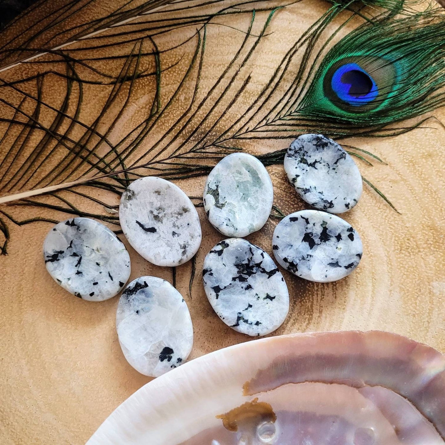 moonstone worry stone thumb crystal healing natural stone