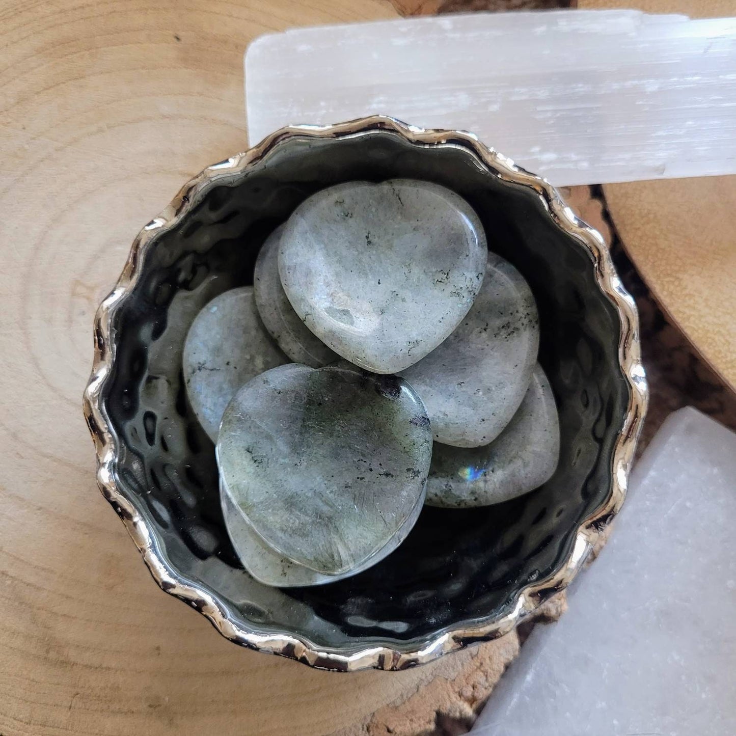 Labradorite heart worry stone thumb stone crystal healing Meditation tool gift