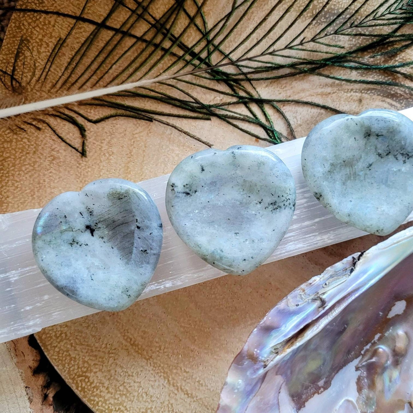 Labradorite heart worry stone thumb stone crystal healing Meditation tool gift