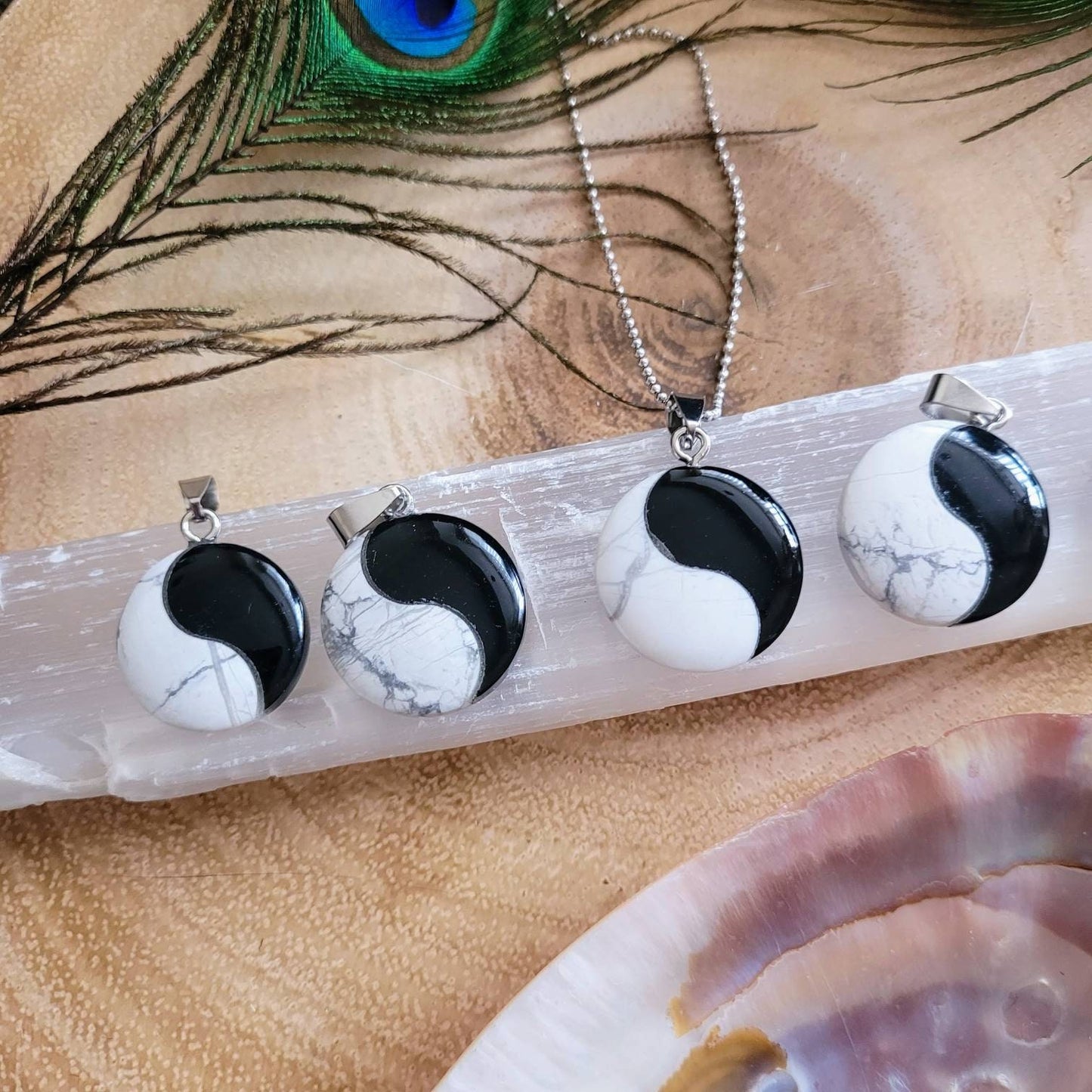 yin yang balance pendant oynx howlite  Necklace crystal healing spiritual support gift for him or her