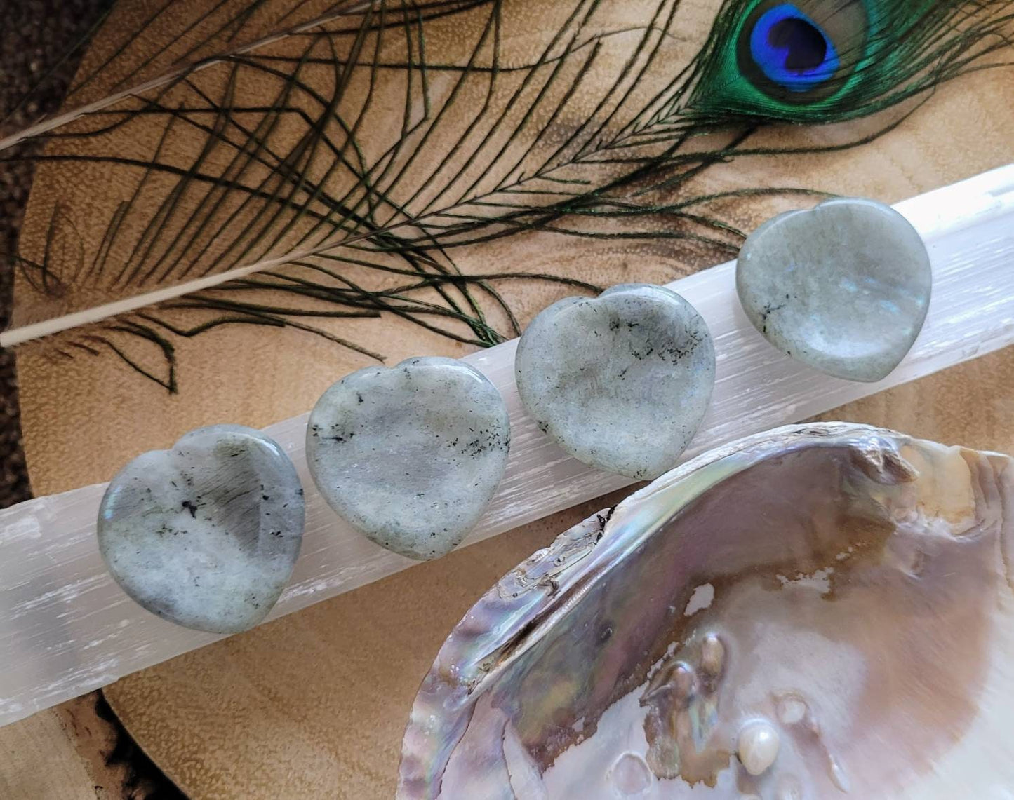Labradorite heart worry stone thumb stone crystal healing Meditation tool gift