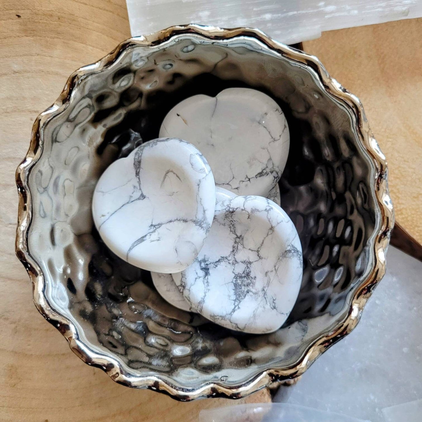 Howlite worry stone crystal natural stone Meditation calming meditation tool gift