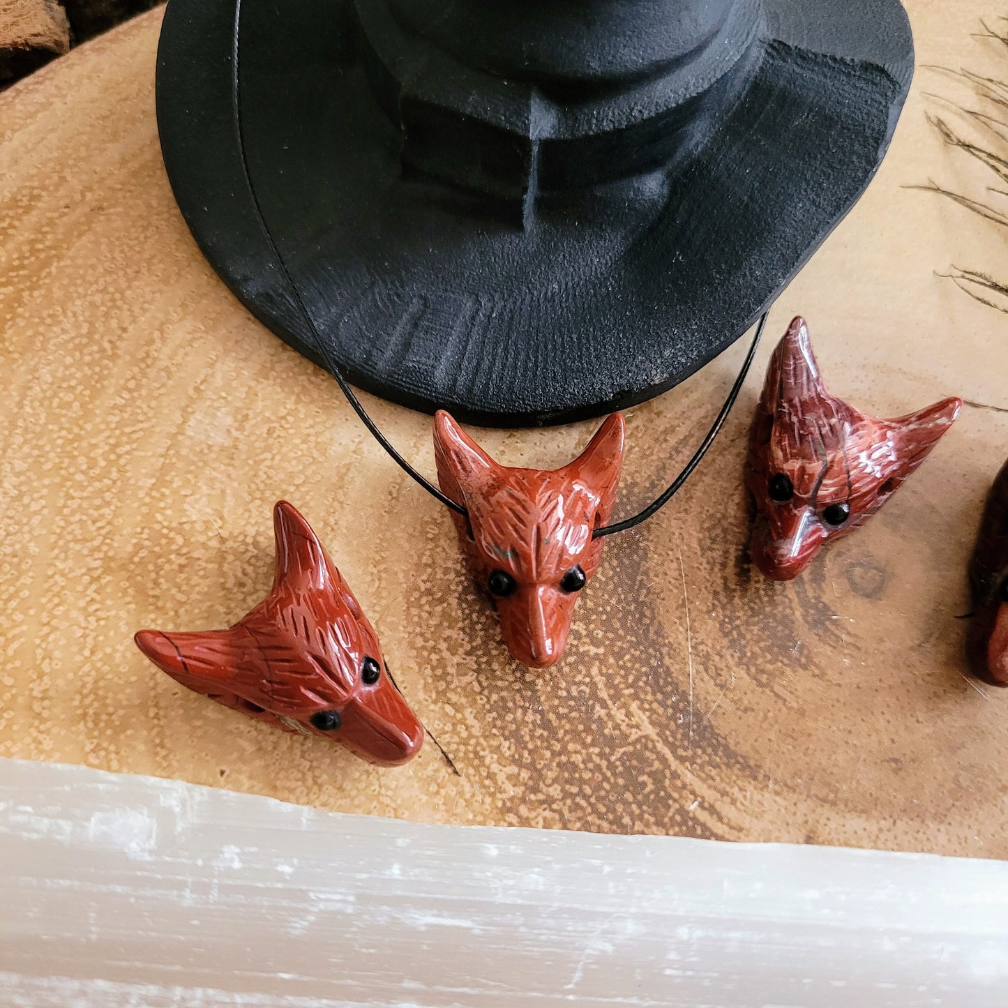 Red jasper wolf necklace choker crystal healing protection jewellery for men or women gift for him or her root chakra jewelry grounding