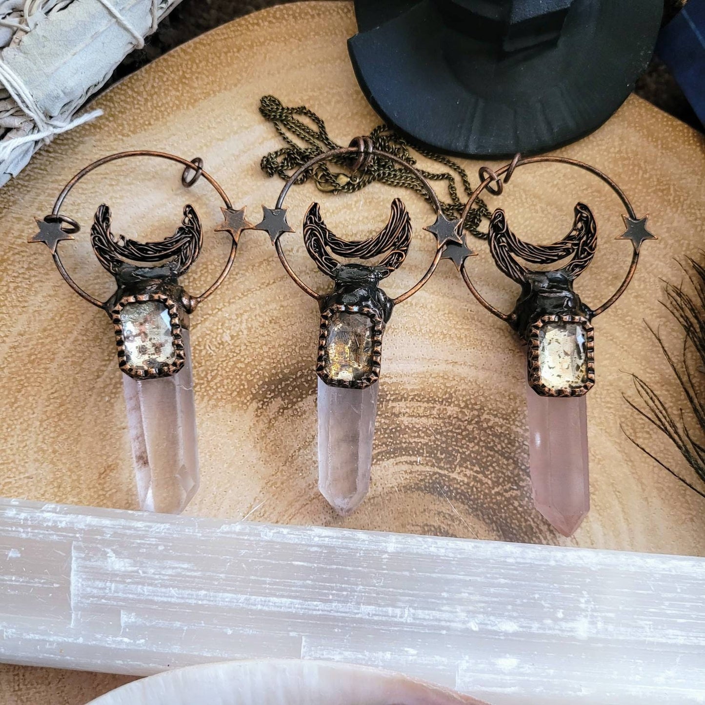 Clear Quartz point pendant necklace for men or women Crystal healing celestial gift for him or her witchy jewellery gemstone jewelry
