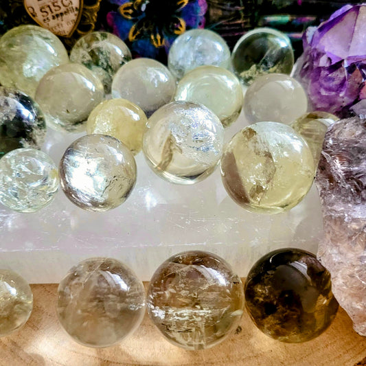 Citrine mini crystal sphere polished stone marble home decor