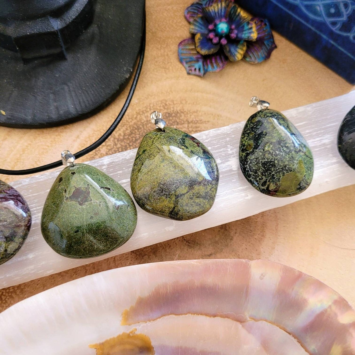 Dragons Blood Jasper Necklace pendant Crystal healing polished natural stone gift for him or her grounding jewellery for men or women