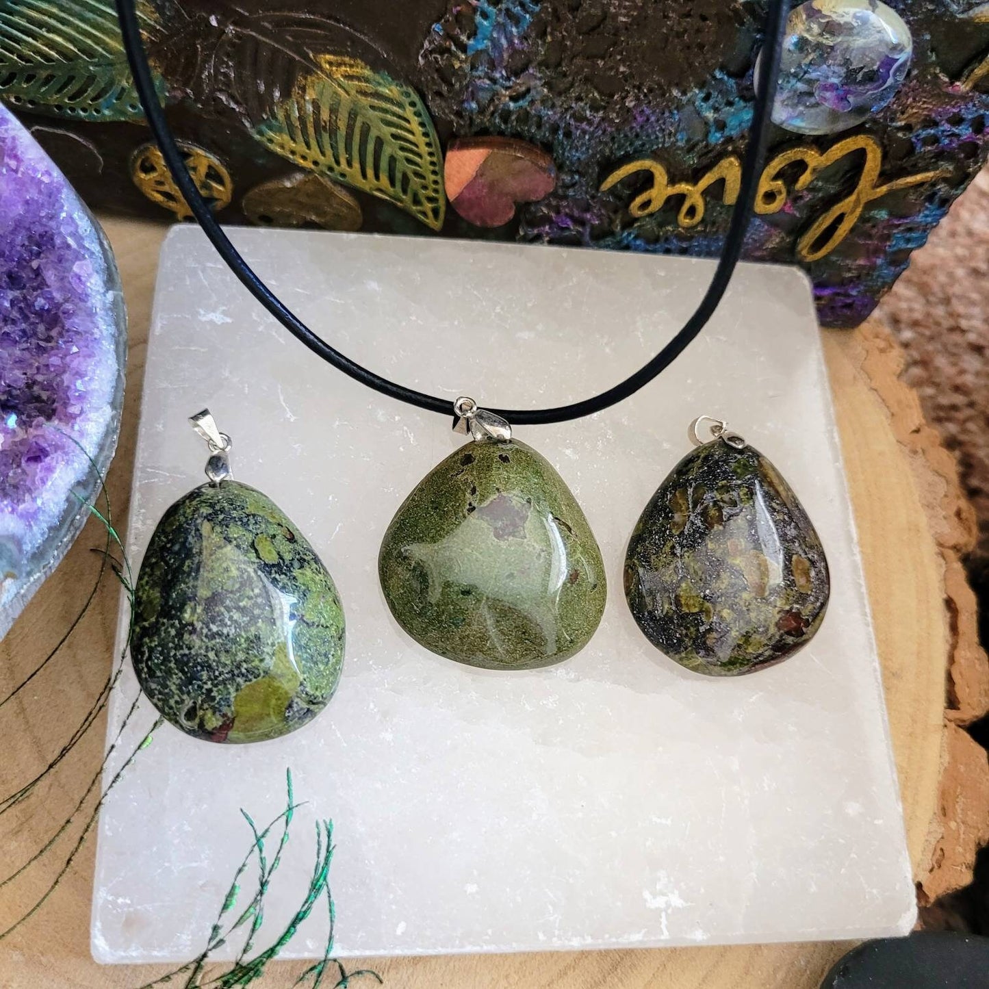 Dragons Blood Jasper Necklace pendant Crystal healing polished natural stone gift for him or her grounding jewellery for men or women