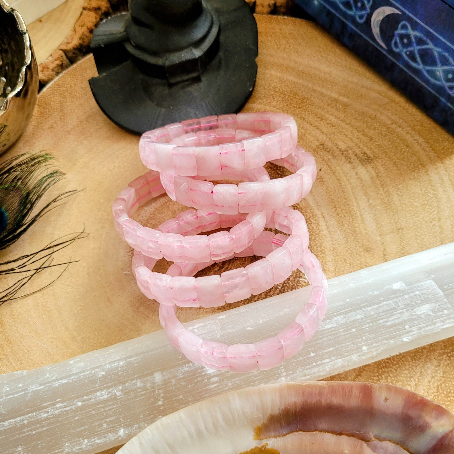 rose quartz bangle bracelet crystal healing natural stone gift for women heart chakra jewellery for her