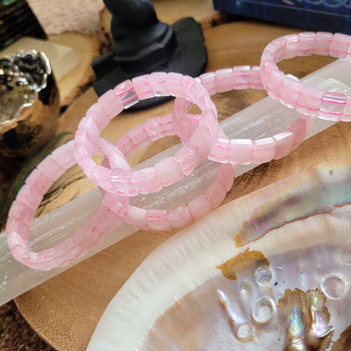 rose quartz bangle bracelet crystal healing natural stone gift for women heart chakra jewellery for her
