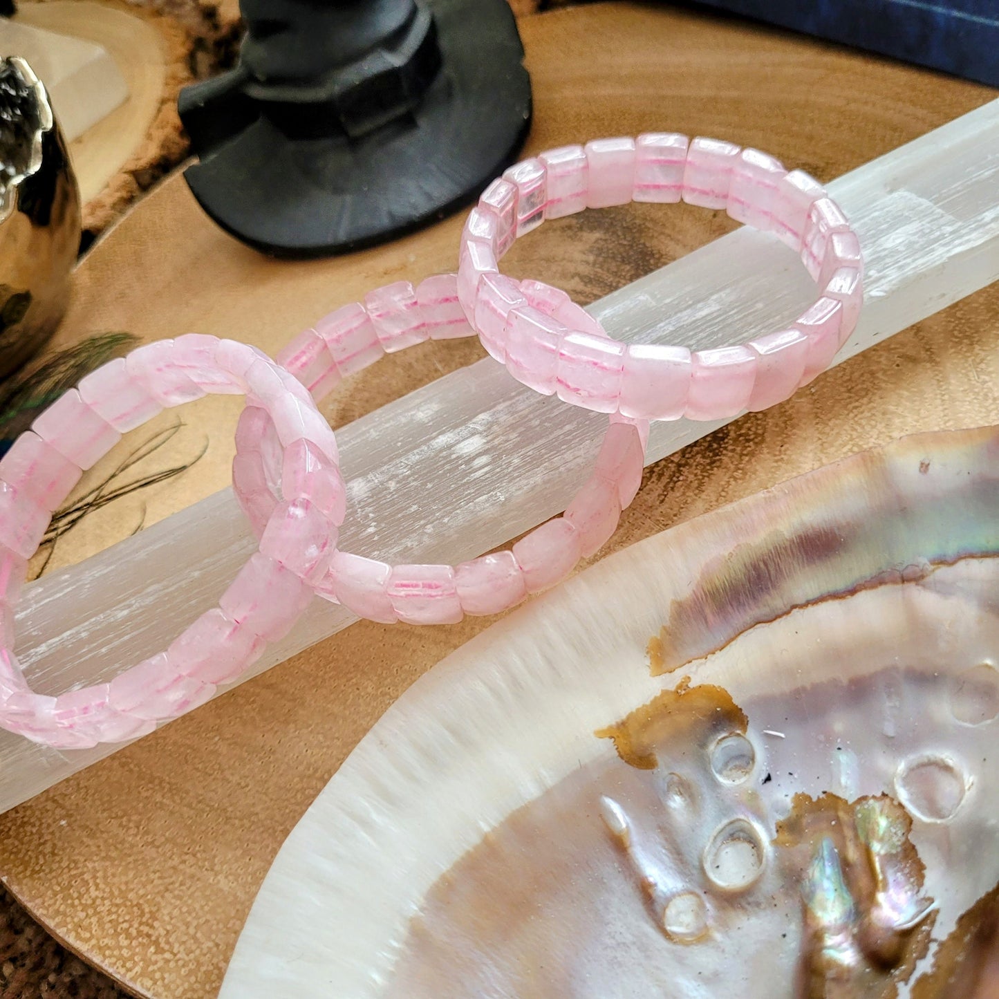 rose quartz bangle bracelet crystal healing natural stone gift for women heart chakra jewellery for her