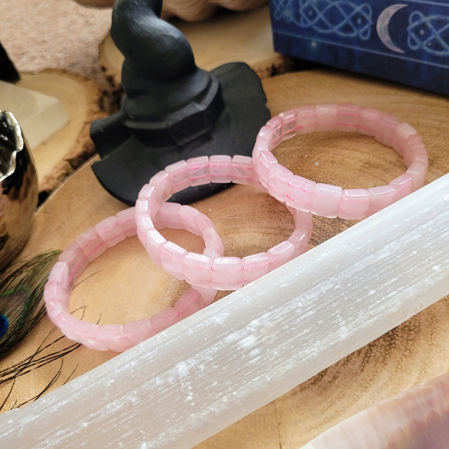 rose quartz bangle bracelet crystal healing natural stone gift for women heart chakra jewellery for her