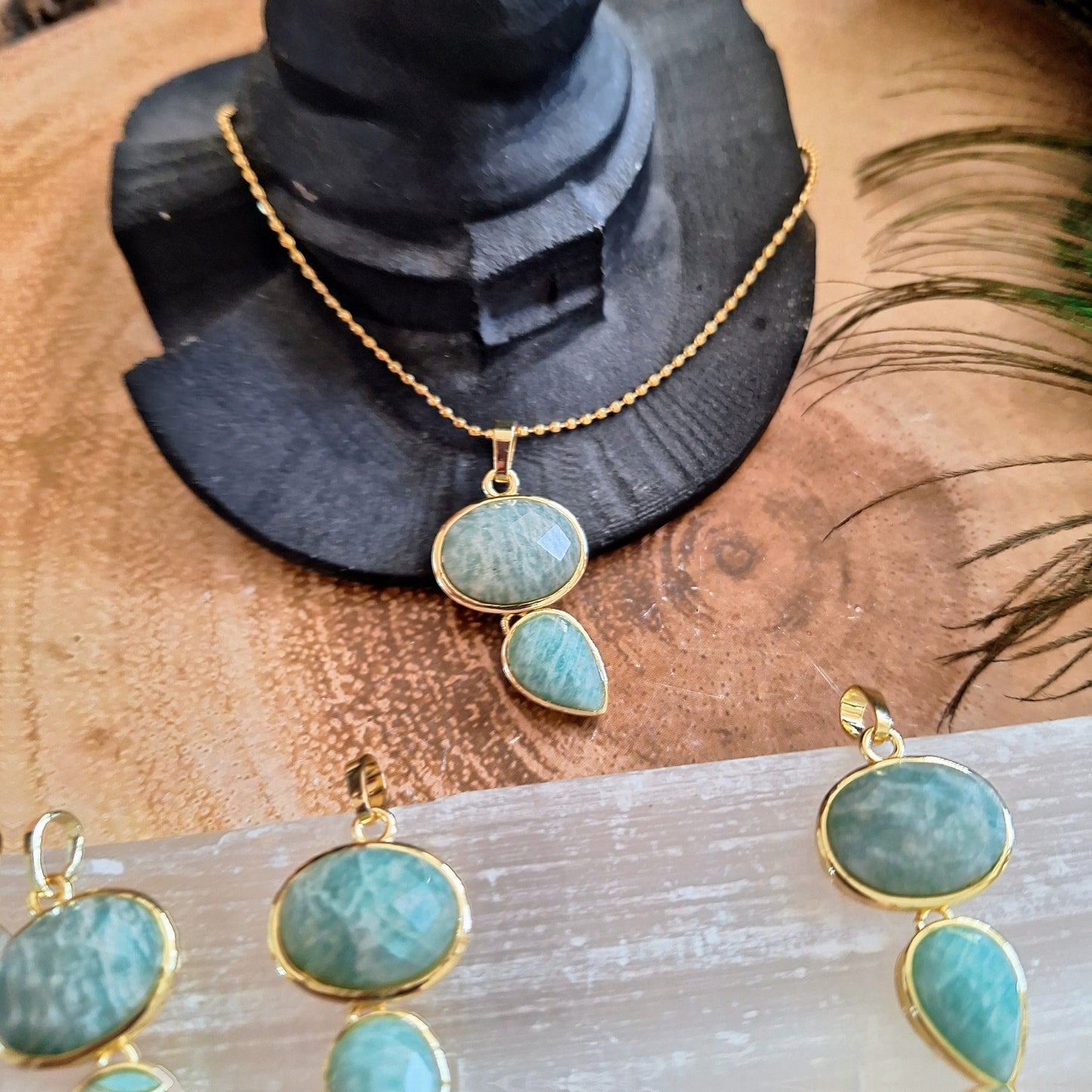Amazonite necklace pendant crystal healing gift for him or her jewellery for women or men throat chakra jewelry