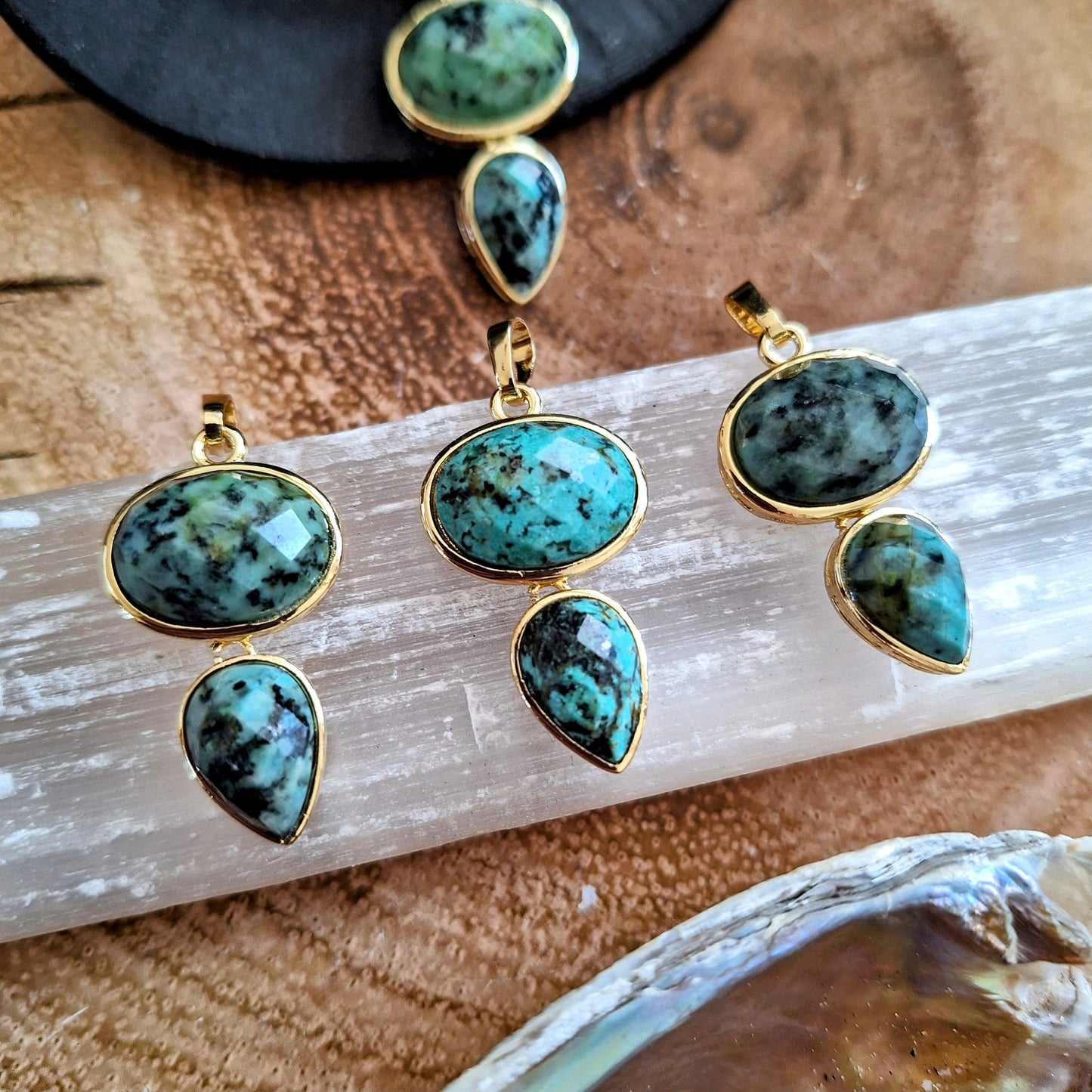 African turquoise pendant necklace for women or men Crystal healing jewellery gemstone jewelry