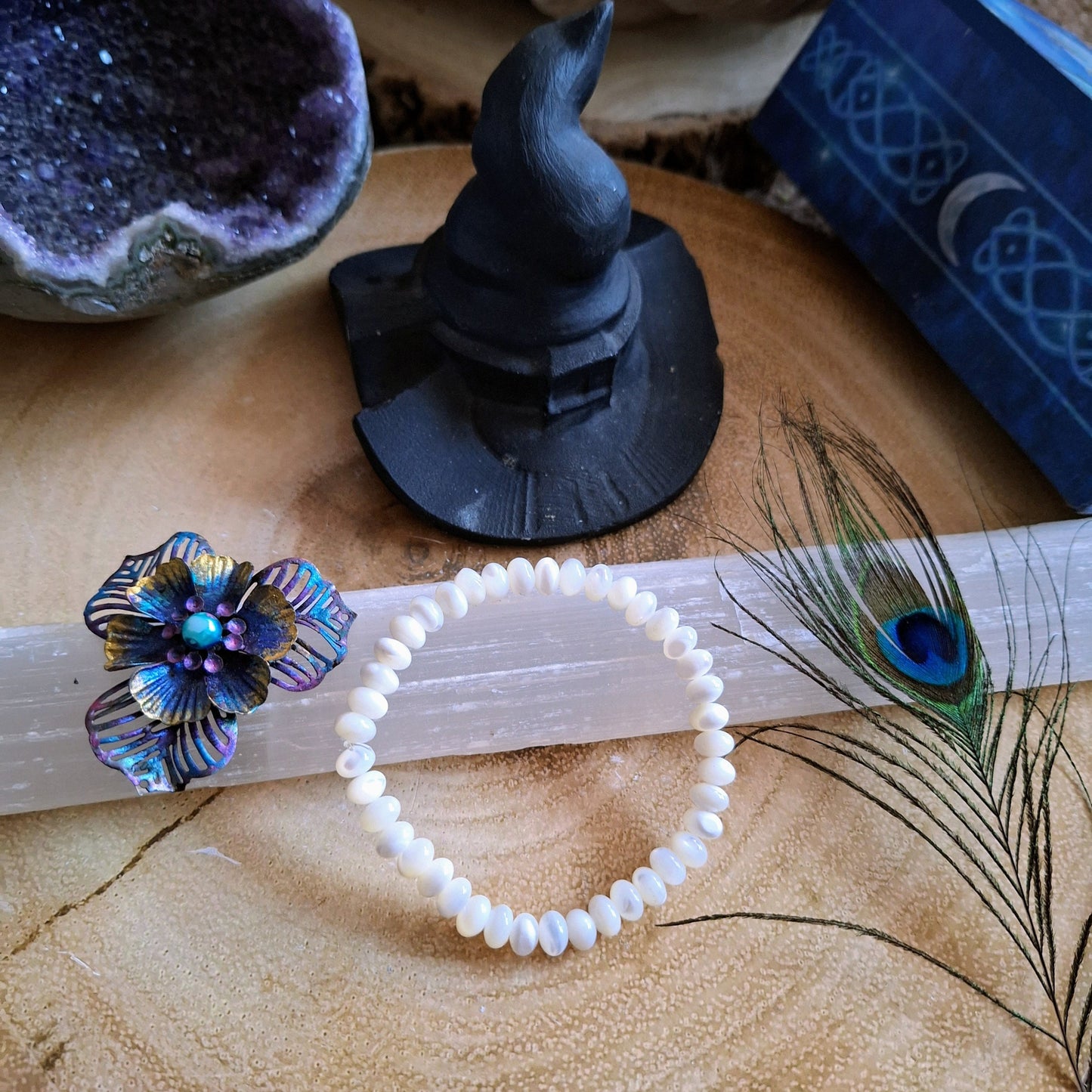Mother of pearl bracelet gift for her witchy jewellery for women