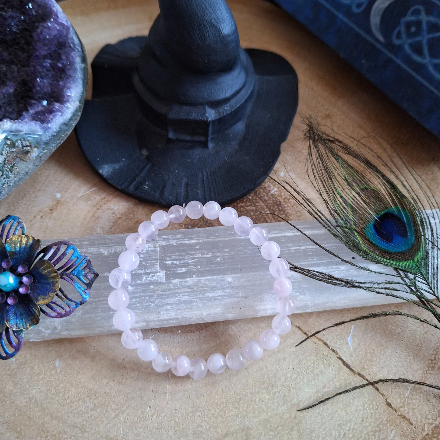 Rose Quartz Bracelet crystal healing natural stone heart chakra for women gift for him or her pink jewellery