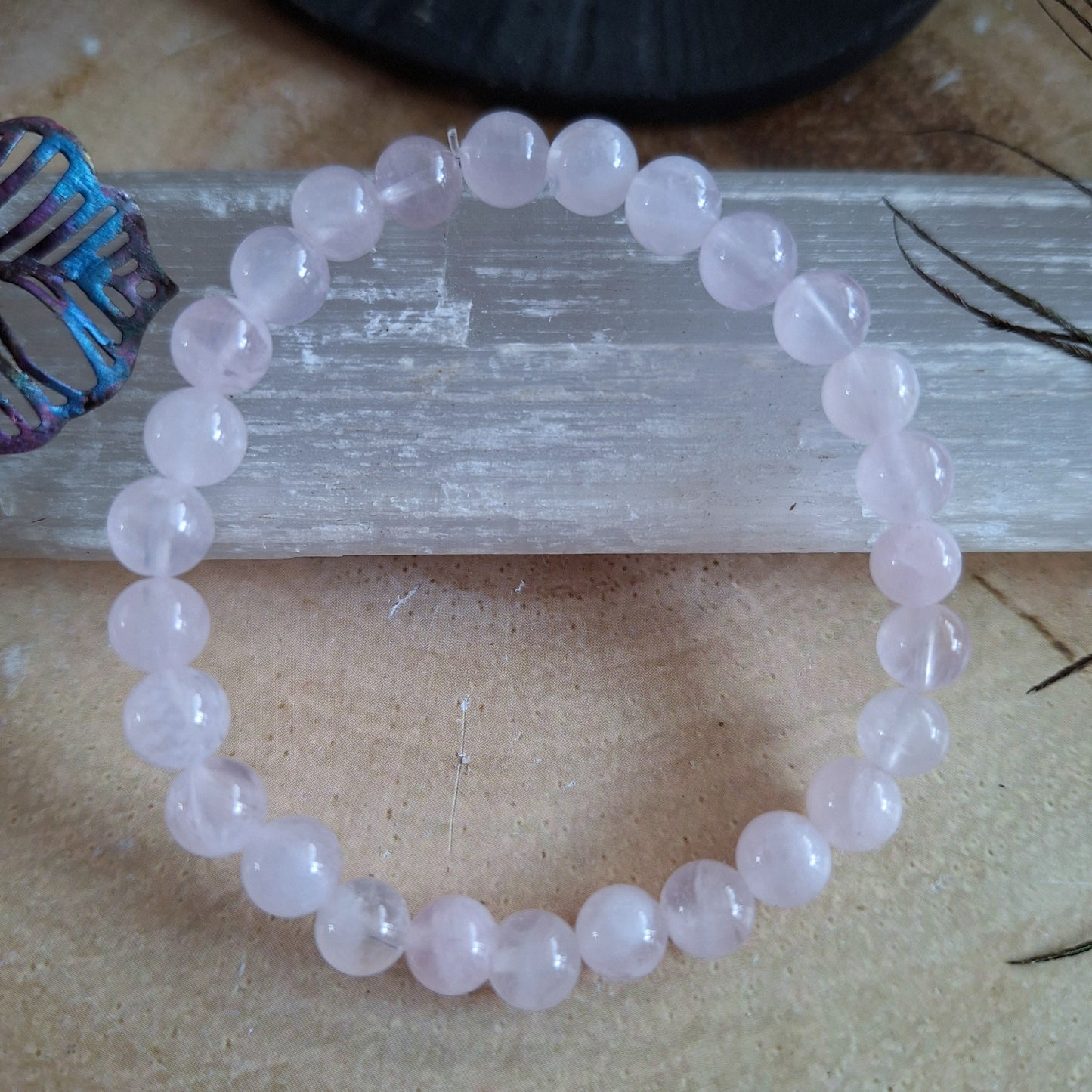 Rose Quartz Bracelet crystal healing natural stone heart chakra for women gift for him or her pink jewellery