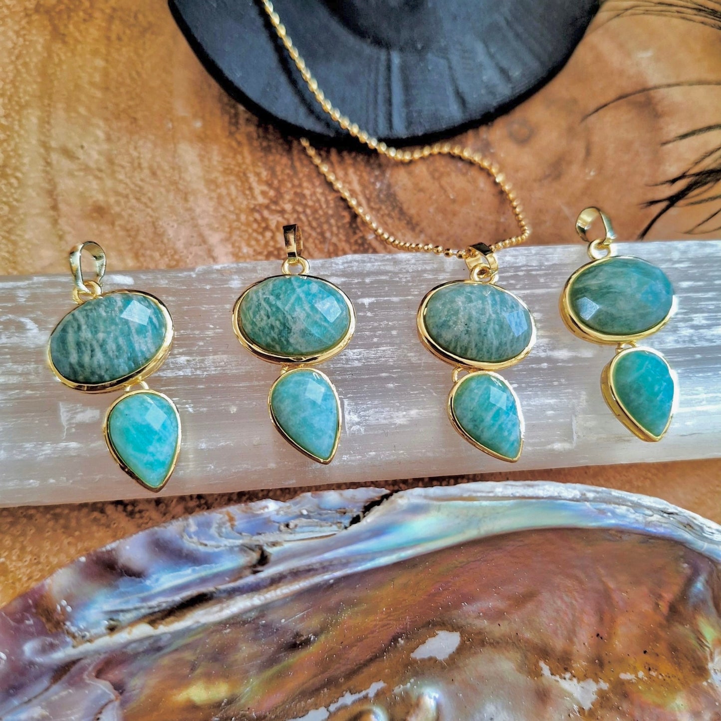 Amazonite necklace pendant crystal healing gift for him or her jewellery for women or men throat chakra jewelry