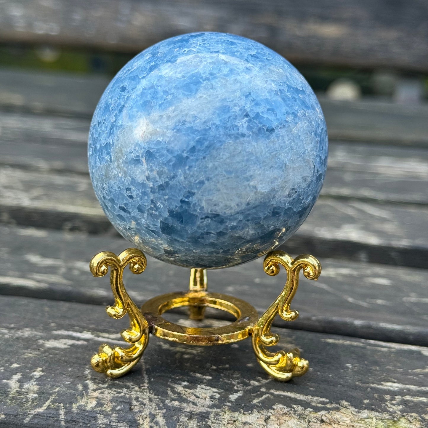 Blue Calcite Sphere Crystal Ball Home Decor Calming Energy Stone