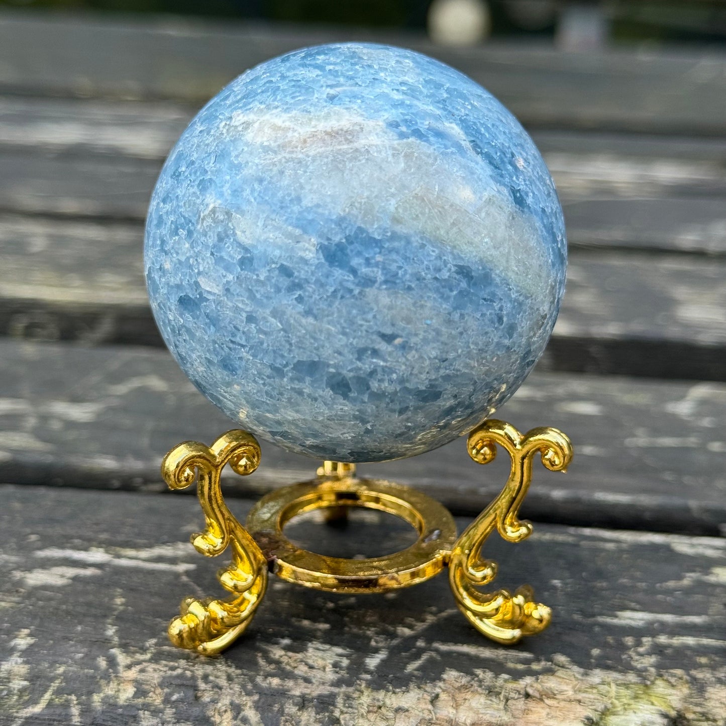 Blue Calcite Sphere Crystal Ball Home Decor Calming Energy Stone