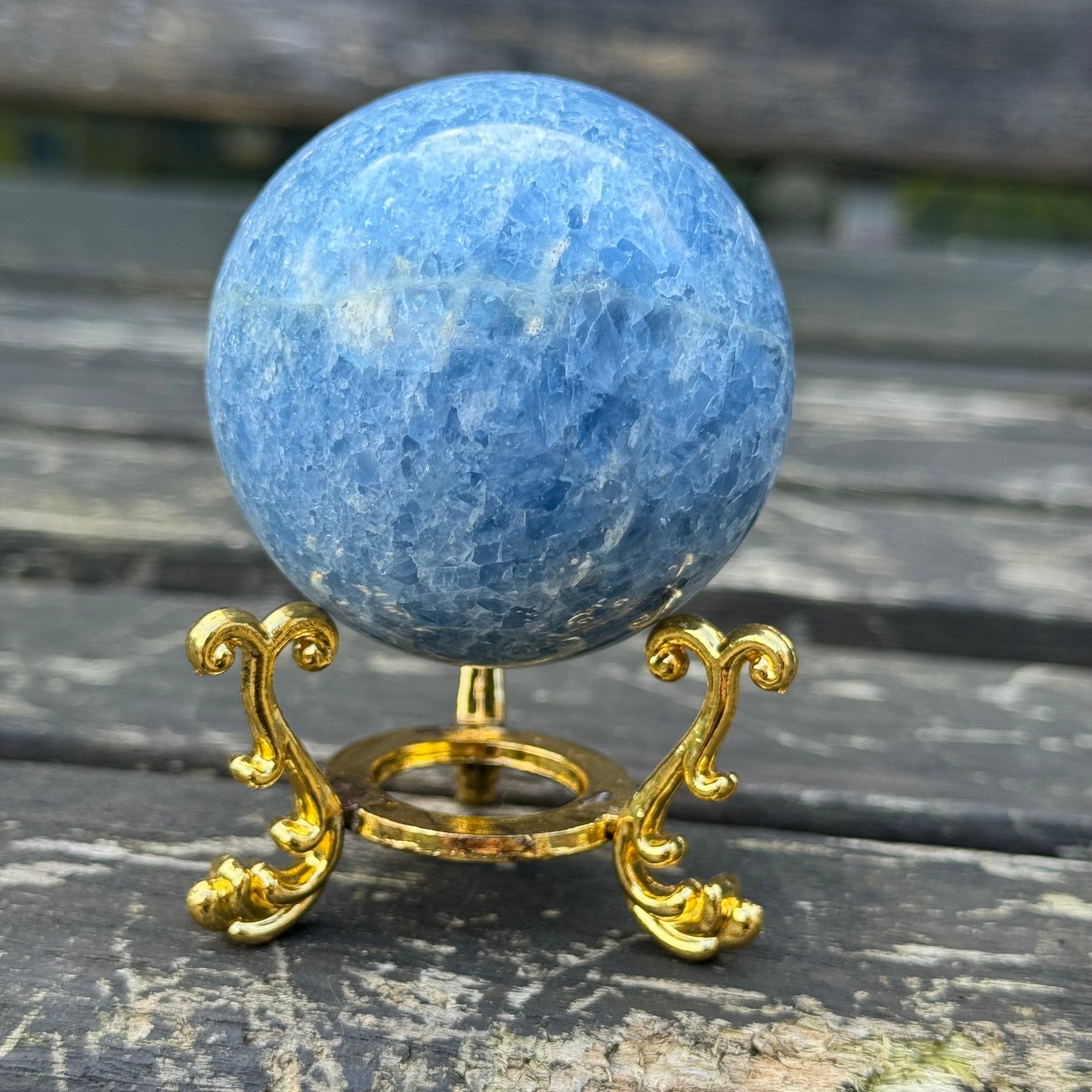 Blue Calcite Sphere Crystal Ball Home Decor Calming Energy Stone