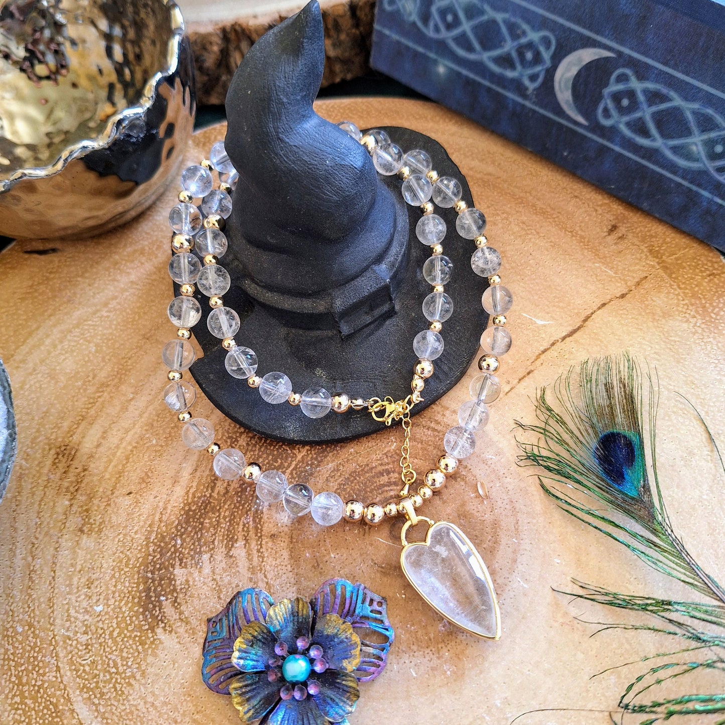 Clear quartz necklace Crystal healing gift for her jewellery for women witchy jewelry love protection