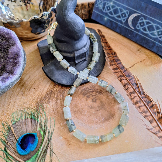 Prehnite choker necklace gift for him or her crystal healing jewellery genuine crystal witchy jewelry