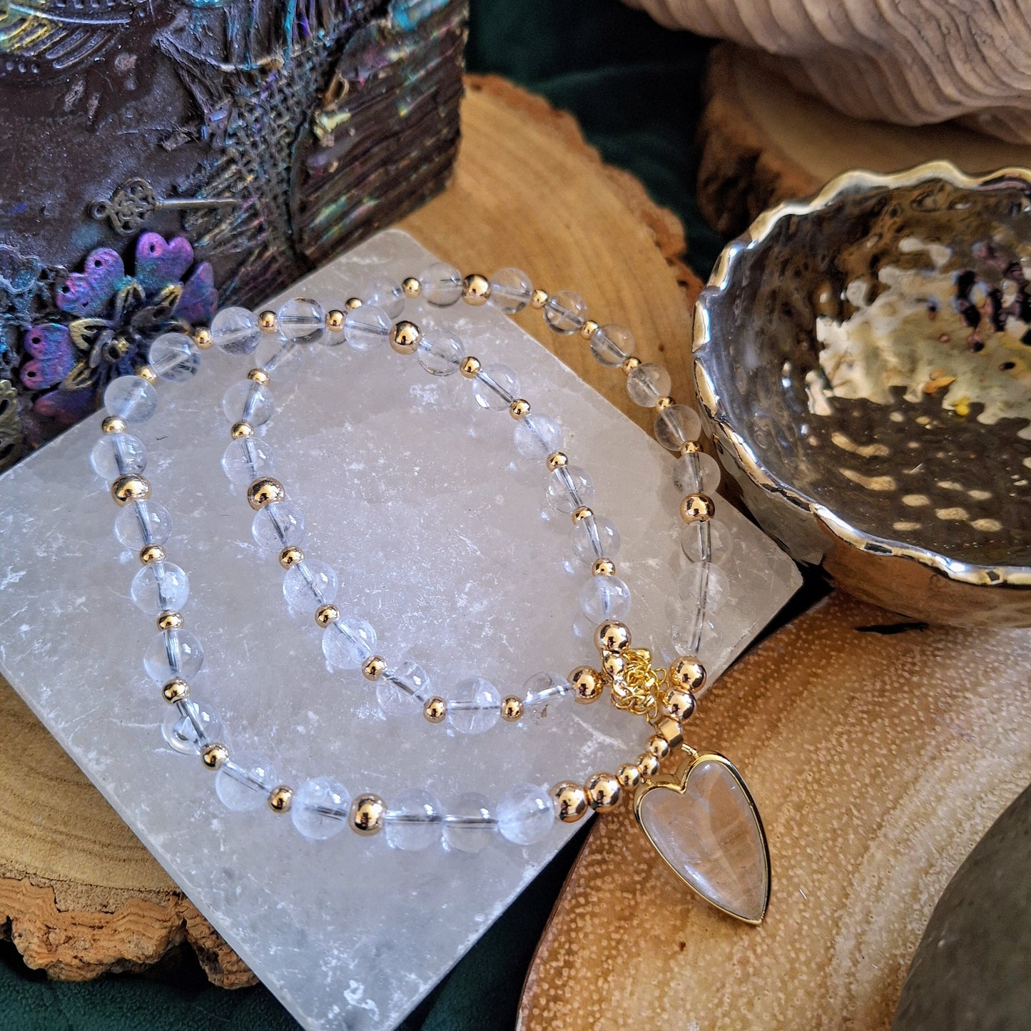 Clear quartz necklace Crystal healing gift for her jewellery for women witchy jewelry love protection