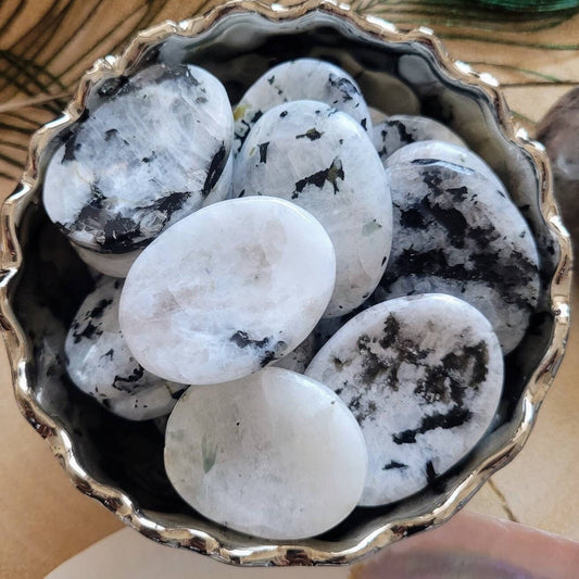 moonstone worry stone thumb crystal healing natural stone