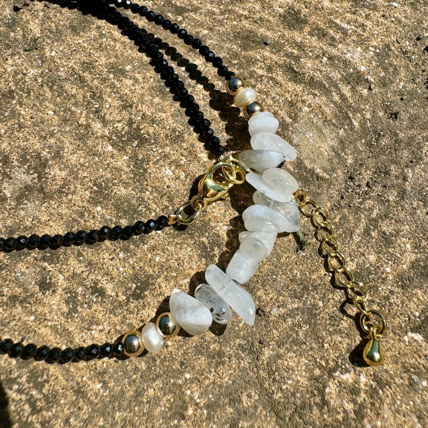 Moonstone/Black Tourmaline - Everyday Witch Choker Necklace