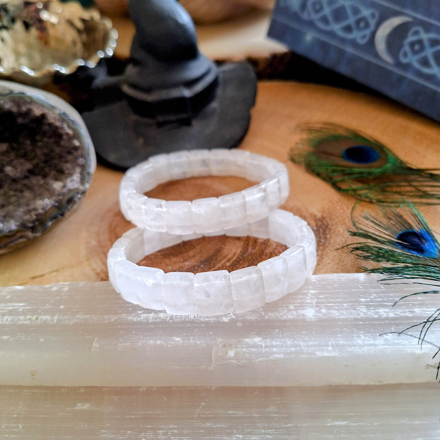 Clear quartz bangle bracelet crystal healing gift for her gemstone jewellery or women witchy jewelry
