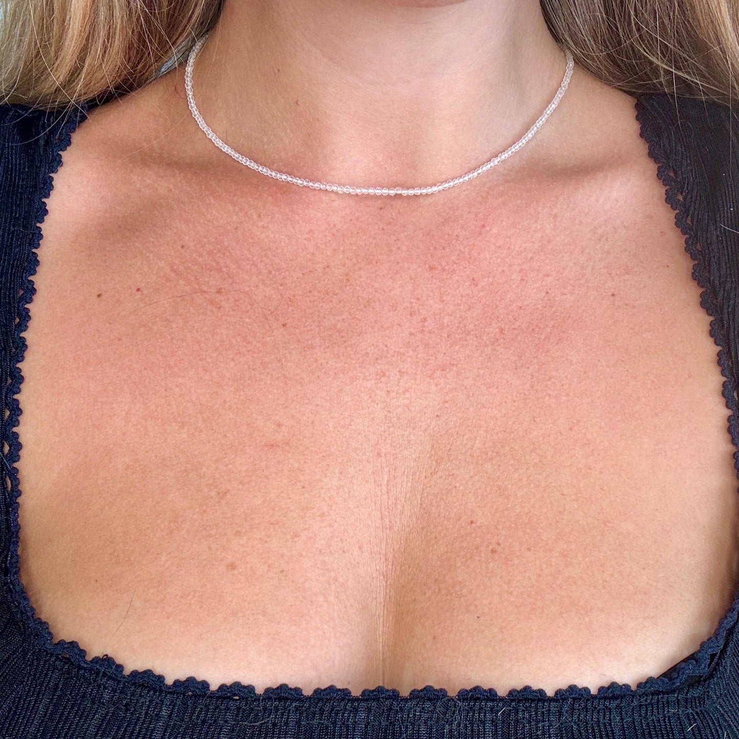 Clear Quartz choker necklace minimalist jewellery natural stone crystal jewelry