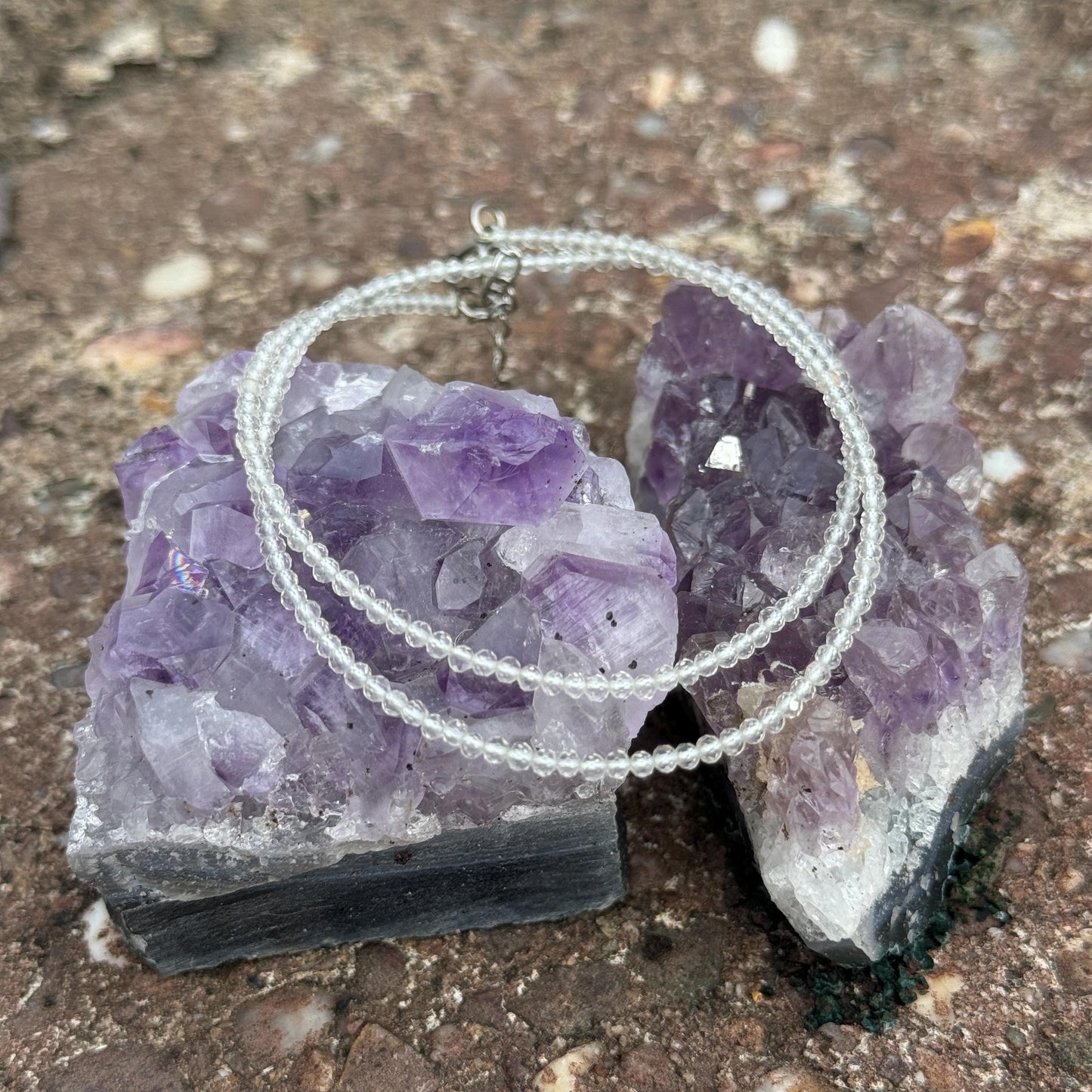 Clear Quartz choker necklace minimalist jewellery natural stone crystal jewelry