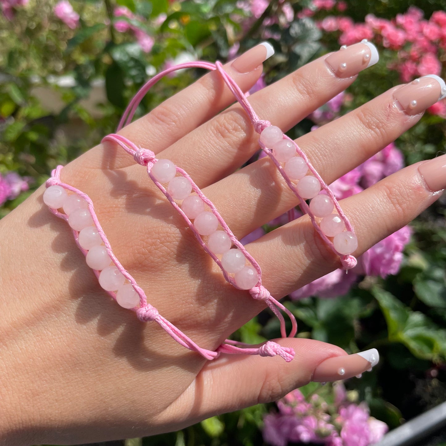 Rose Quartz 2 in 1 Adjustable Anklet & Bracelet