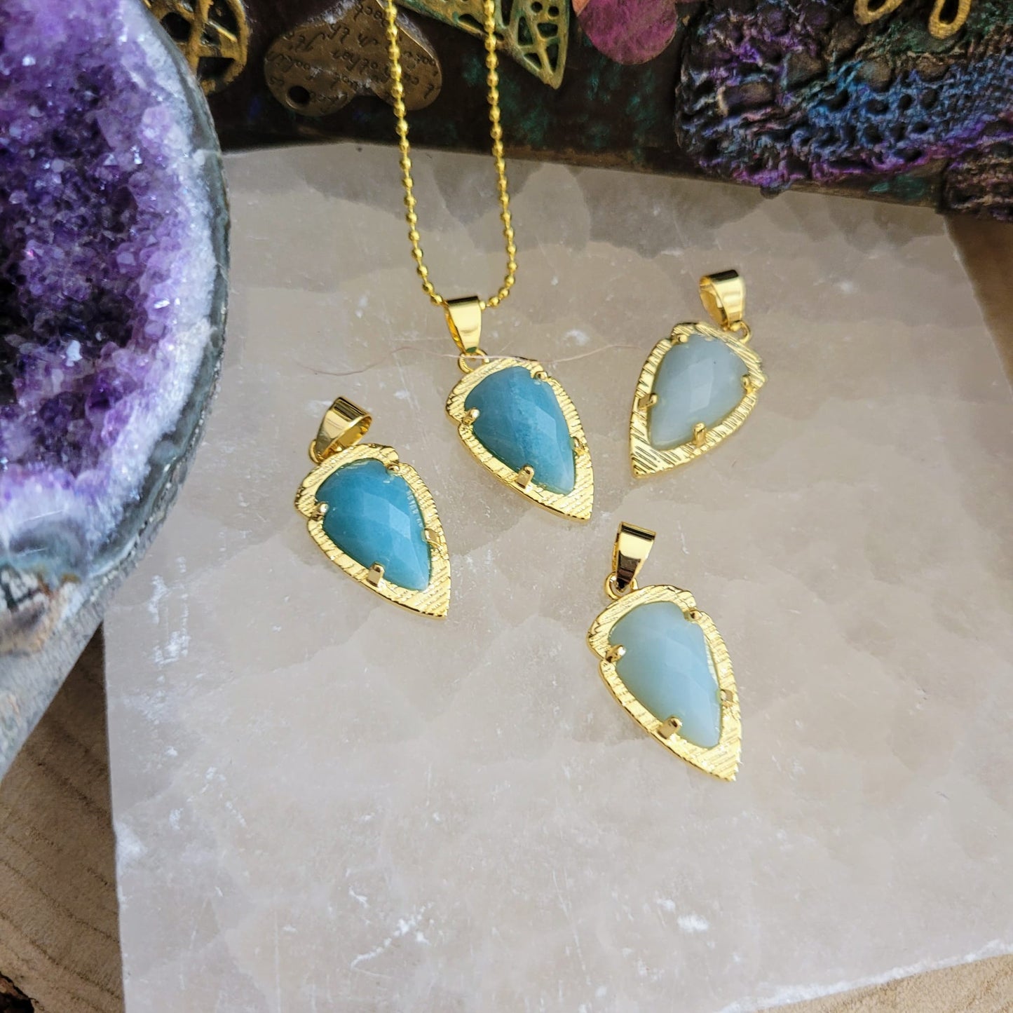 Amazonite Arrow Minimalist Necklace