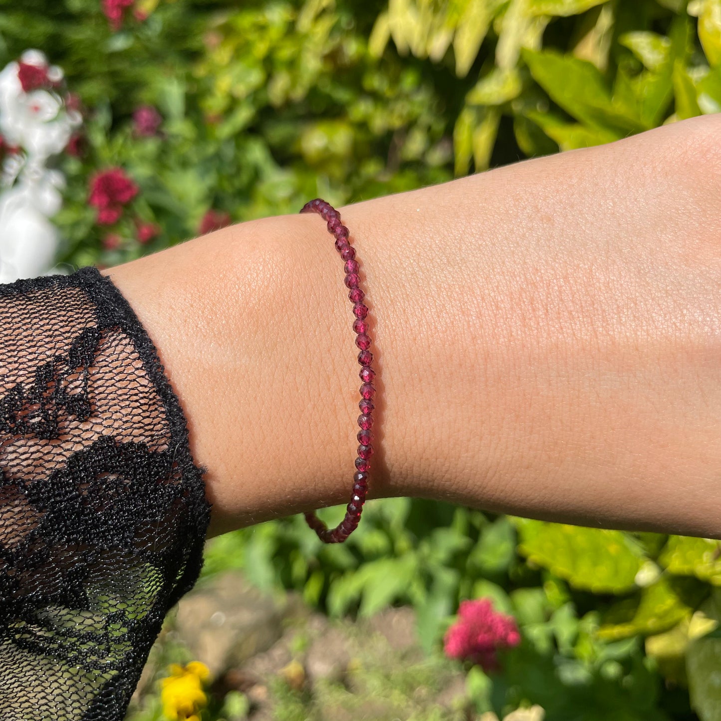 Red Garnet Adjustable Minimalist Bracelet